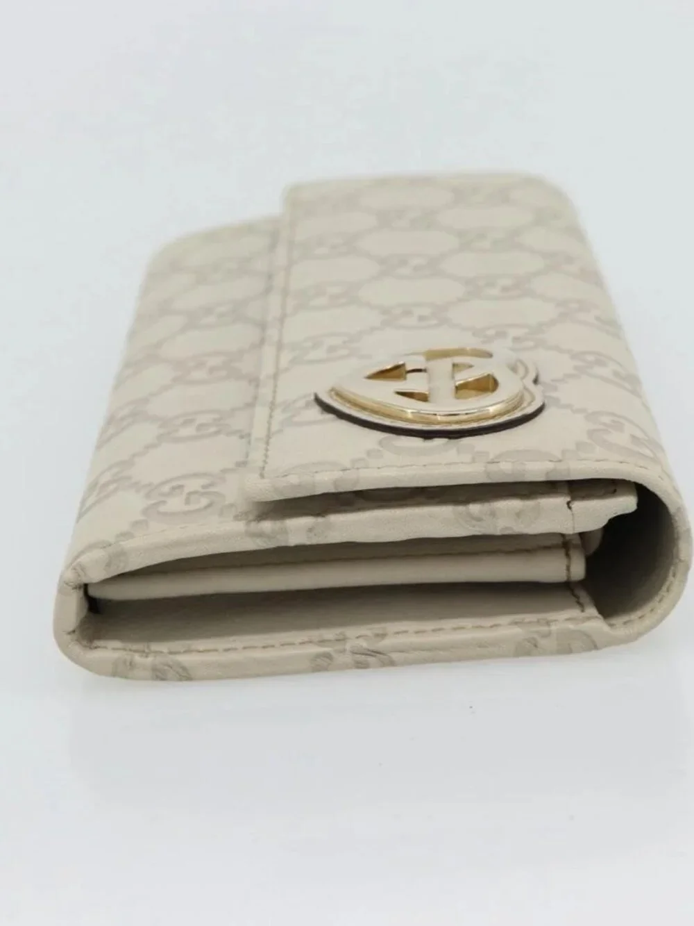 GUCCI GG Canvas Guccissima Lovely Heart Wallet Leather Ivory 251861 Auth 182242V - Picture 4 of 16